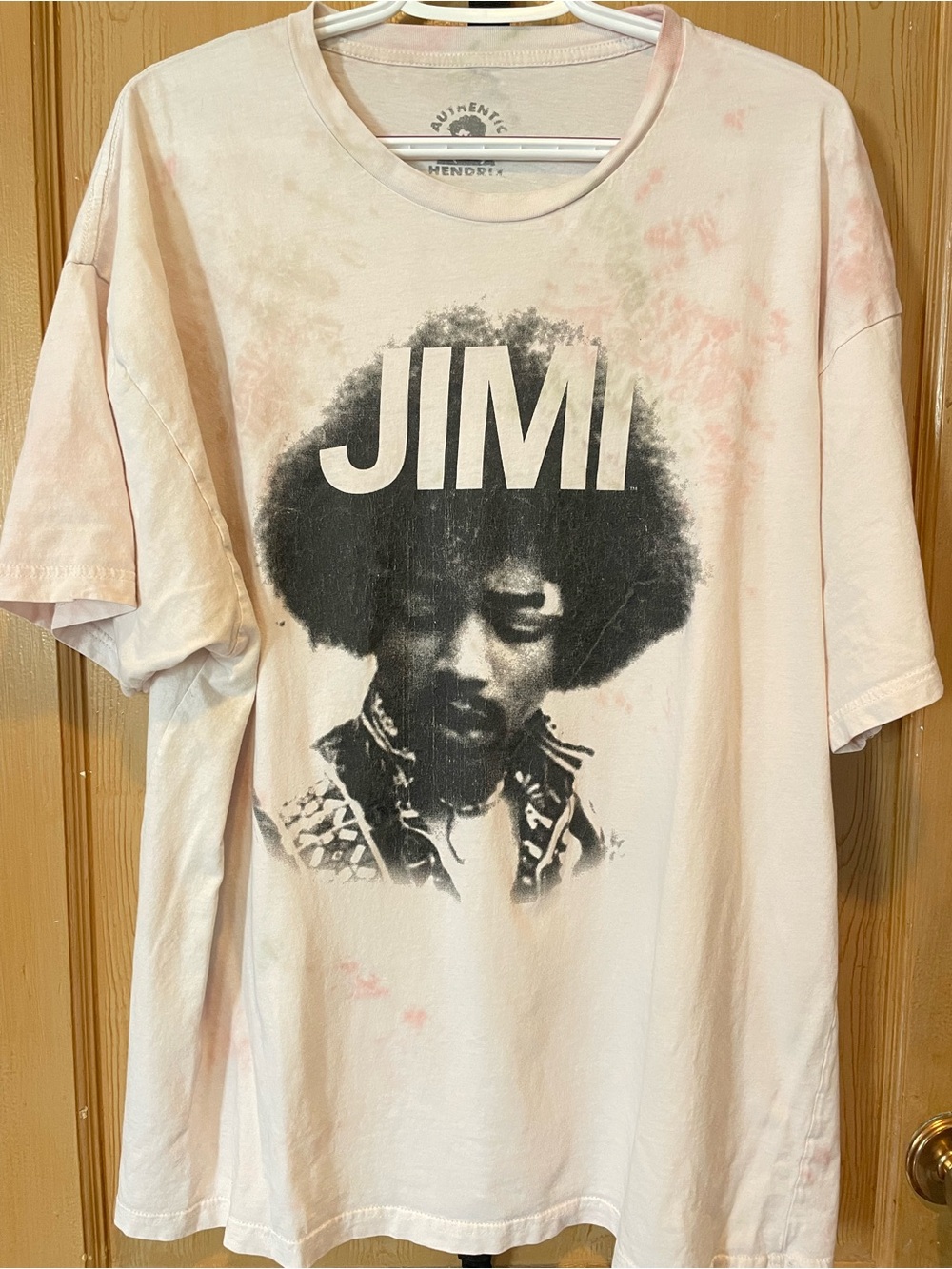 Authentic Hendrix Jimi Graphic T-Shirt Pink & Green Tie-Dye Oversized Tee